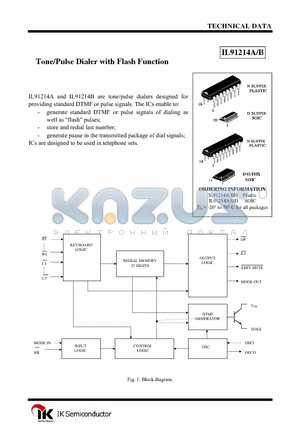 IL91214ABN datasheet - Tone/Pulse Dialer with Flash Function