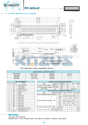 PC4004-D datasheet - OUTLINE DIMENSION & BLOCK DIAGRAM