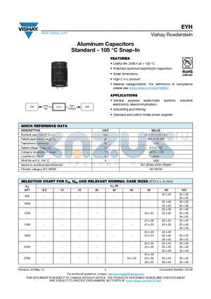 MALIEYH07AV522B02K datasheet - Aluminum Capacitors Standard - 105 `C Snap-In