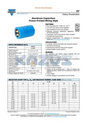 MALLEY01AB468C02W datasheet - Aluminum Capacitors Power Printed Wiring Style