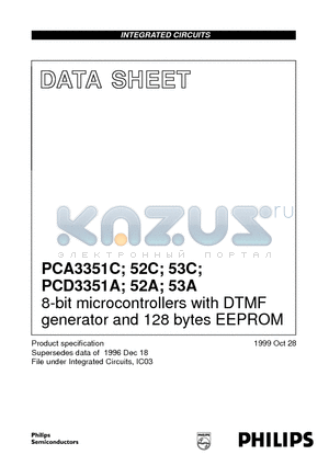 PCA3351C datasheet - 8-bit microcontrollers with DTMF generator and 128 bytes EEPROM