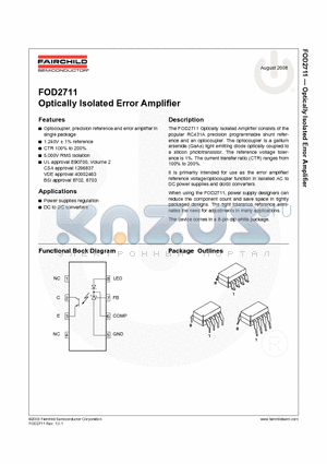 FOD2711AT datasheet - Optically Isolated Error Amplifier