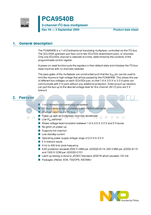 PCA9540BDP datasheet - 2-channel I2C-bus multiplexer