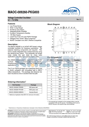 MAOC-009260-PKG003_2 datasheet - Voltage Controlled Oscillator