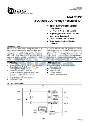 MAS9122 datasheet - 3 Outputs LDO Voltage Regulator IC