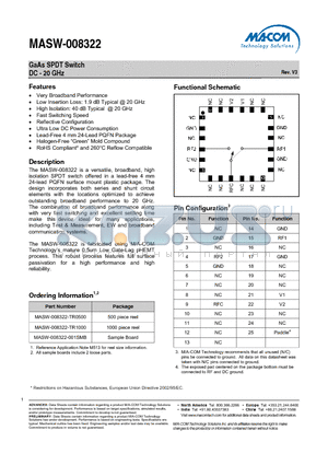 MASW-008322-TR1000 datasheet - GaAs SPDT Switch