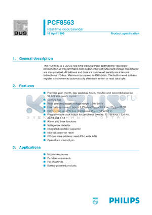 PCF8563TS datasheet - Real-time clock/calendar