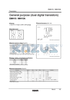 IMH15A datasheet - General purpose (dual digital transistors)