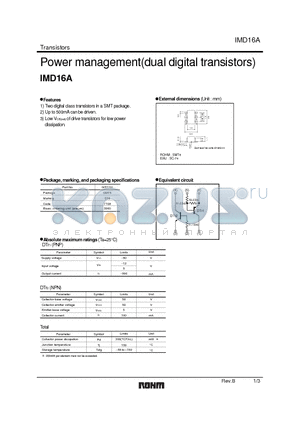 IMD16A datasheet - Power management (dual digital transistors)