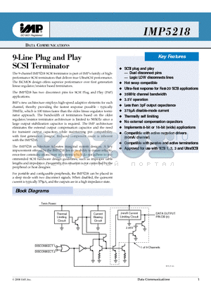 IMP5218CPW datasheet - 9--Liine Pllug and Pllay SCSII Termiinattor