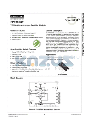 FPP06R001 datasheet - 75V/60A Synchronous Rectifier Module
