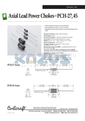 PCH-27-275L datasheet - Axial Lead Power Chokes