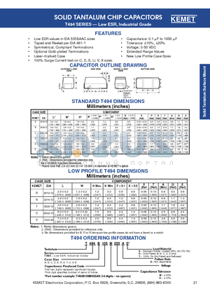 T494D685K035AS datasheet - SOLID TANTALUM CHIP CAPACITORS<br>(T494 SERIES - Low ESR, Industrial Grade)