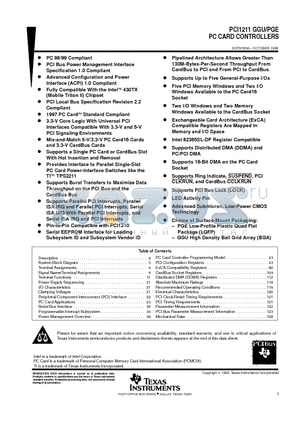 PCI1211 datasheet - PC CARD CONTROLLERS