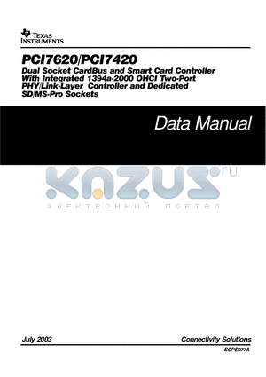 PCI7420 datasheet - DUAL SOCKET CARDBUS AND SMART CARD CONTROLLER