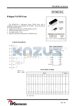 IN74HC30A datasheet - 8-Input NAND Gate