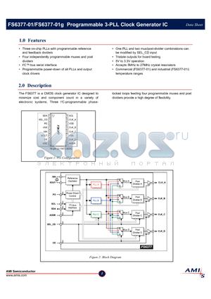 FS6377-01 datasheet - Programmable 3-PLL Clock Generator IC