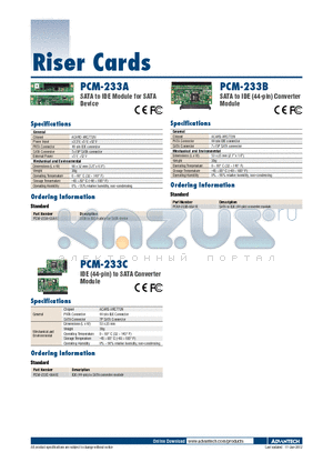 PCM-233C_12 datasheet - IDE (44-pin) to SATA Converter Module