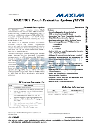 MAX11811_1009 datasheet - Touch Evaluation System (TEVS)