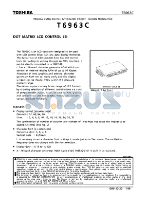 T6963C datasheet - CMOS DIGITAL INTEGRATED CIRCUIT (DOT MATRIX LCD CONTROL LSI)
