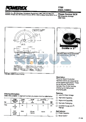 T7S0166504DN datasheet - Phase Control SCR (650 Amperes Average 1600 Volts)