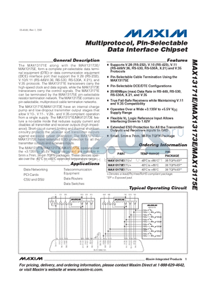 MAX13173EETU+ datasheet - Multiprotocol, Pin-Selectable Data Interface Chipset