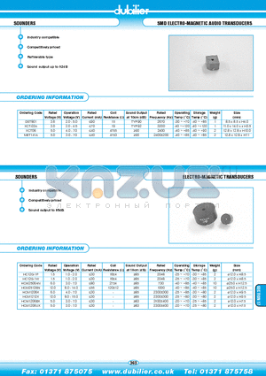 XCT-03A datasheet - SOUNDERS SMD ELECTRO-MAGNETIC AUDIO TRANSDUCERS