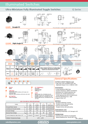 G12JHD datasheet - Ultra-Miniature Fully Illuminated Toggle Switches