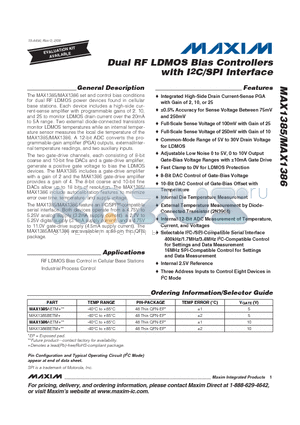 MAX1385 datasheet - Dual RF LDMOS Bias Controllers with I2C/SPI Interface
