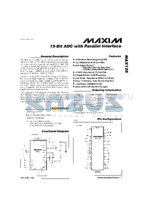 MAX135C/D datasheet - 15-Bit ADC with Parallel Interface