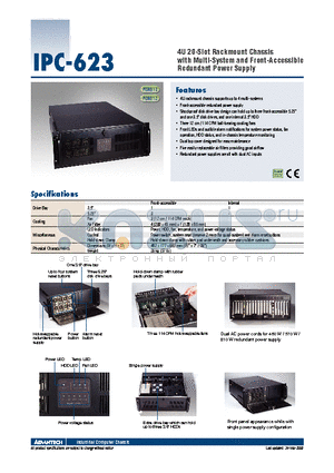 IPC-623BP-00XBE datasheet - 4U 20-Slot Rackmount Chassis with Multi-System and Front-Accessible Redundant Power Supply