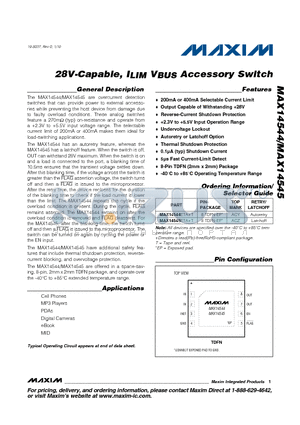 MAX14545 datasheet - 28V-Capable, ILIM VBUS Accessory Switch