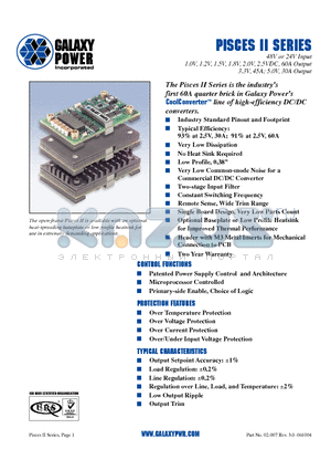G2PC5V030 datasheet - 48V or 24V Input 1.0V, 1.2V, 1.5V, 1.8V, 2.0V, 2.5VDC, 60A Output 3.3V, 45A; 5.0V, 30A Output