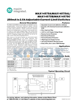 MAX14575C datasheet - 250mA to 2.5A Adjustable Current-Limit Switches