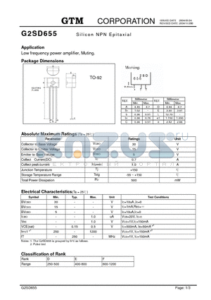 G2SD655 datasheet - Silicon NPN Epitaxial