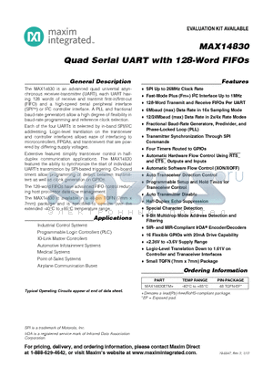 MAX14830 datasheet - Quad Serial UART with 128-Word FIFOs