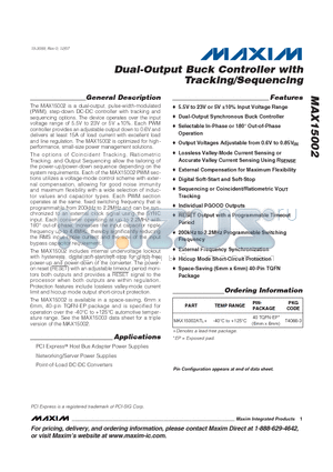 MAX15002 datasheet - Dual-Output Buck Controller with Tracking/Sequencing