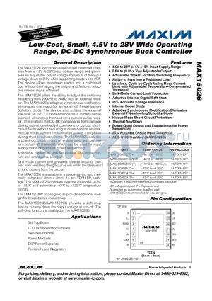 MAX15026_12 datasheet - Low-Cost, Small, 4.5V to 28V Wide Operating Range, DC-DC Synchronous Buck Controller