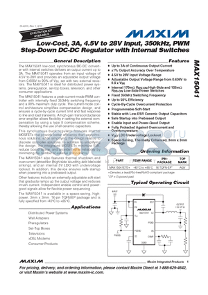 MAX15041_10 datasheet - Low-Cost, 3A, 4.5V to 28V Input, 350kHz, PWM Step-Down DC-DC Regulator with Internal Switches