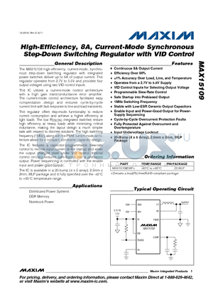 MAX15109 datasheet - High-Efficiency, 8A, Current-Mode Synchronous Step-Down Switching Regulator