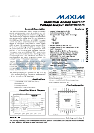 MAX15500 datasheet - Industrial Analog Current/Voltage-Output Conditioners