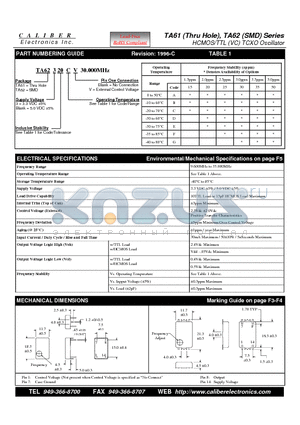 TA62325EV datasheet - HCMOS/TTL (VC) TCXO Oscillator