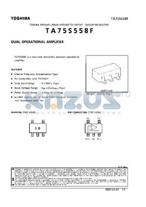 TA75S558F datasheet - DUAL OPERATIONAL AMPLIFIER