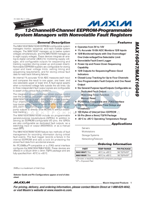 MAX16047_09 datasheet - 12-Channel/8-Channel EEPROM-Programmable System Managers with Nonvolatile Fault Registers