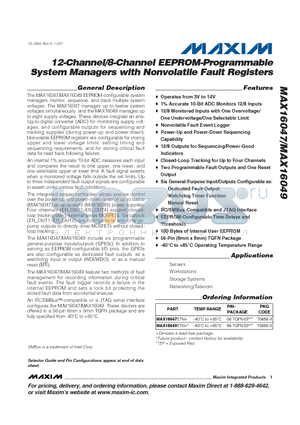 MAX16049 datasheet - 12-Channel/8-Channel EEPROM-Programmable System Managers with Nonvolatile Fault Registers