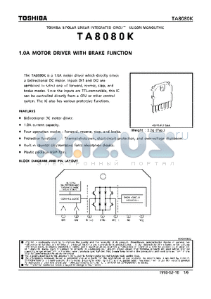 TA8080K datasheet - 1.0A MOTOR DRIVER WITH BRAKE FUNCTION