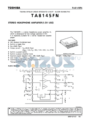 TA8145 datasheet - STEREO HEADPHONE AMPLIFIER (1.5V USE)