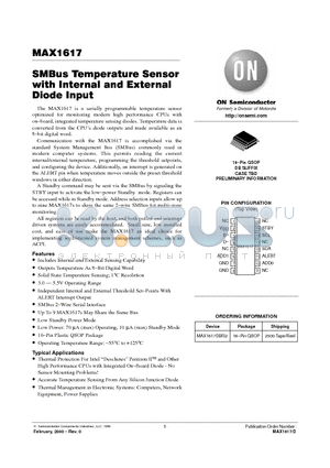 MAX1617DBR2 datasheet - SMBus Temperature Sensor with Internal and External Diode Input