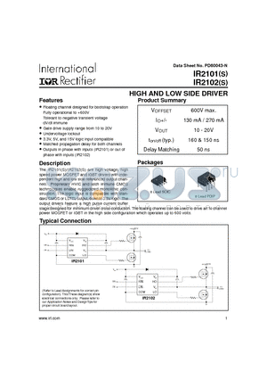 IR2102 datasheet - HIGH AND LOW SIDE DRIVER