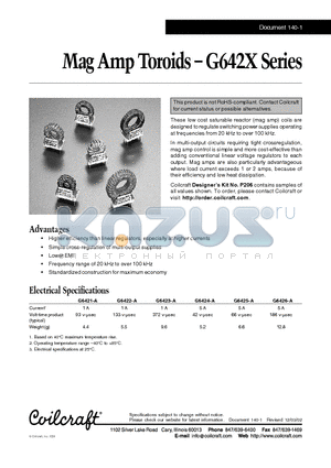 G6425-A datasheet - Mag Amp Toroids